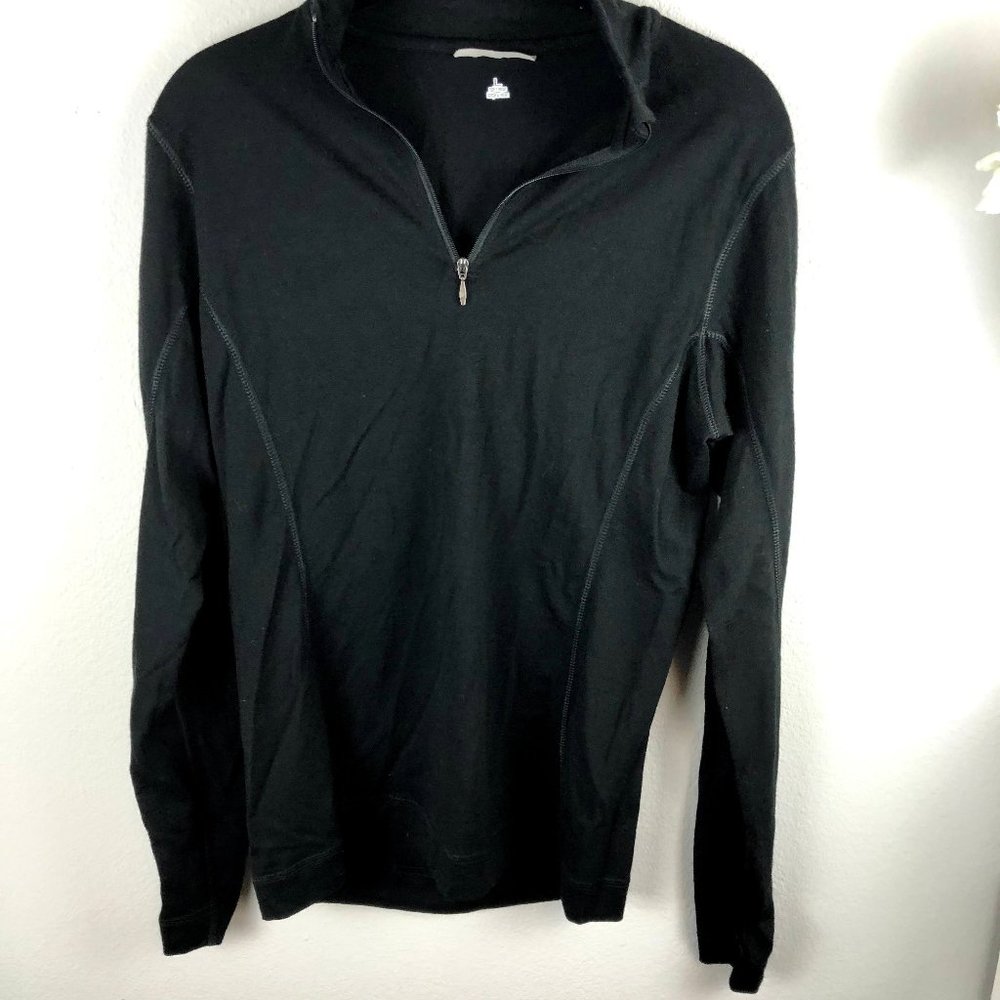 Smartwool Black 1/4 Zip Pullover Baselayer Sz L